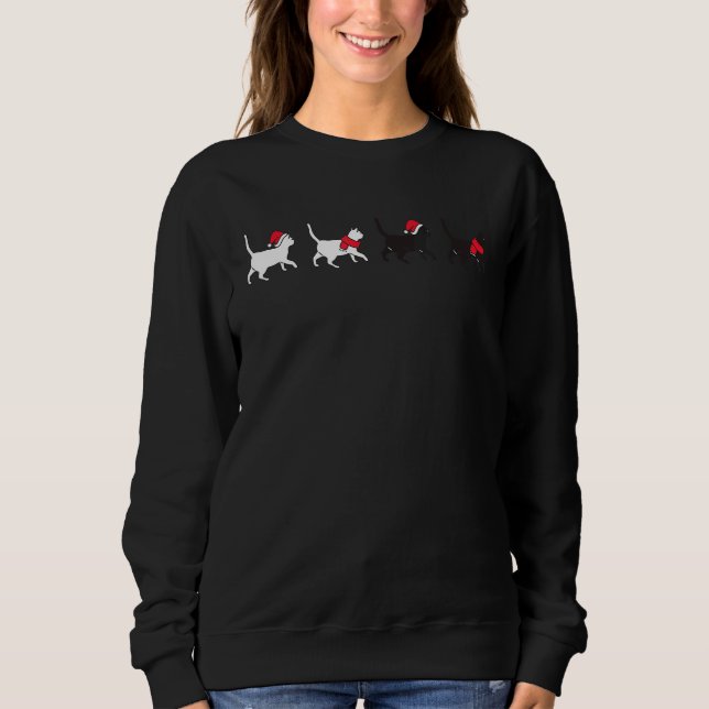 Black Cat Christmas Meowy   Cat   Cat Dad Cat Mom T Shirt (Framsida)