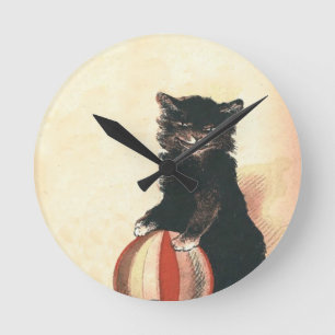 Black Cat Clock Rund Klocka