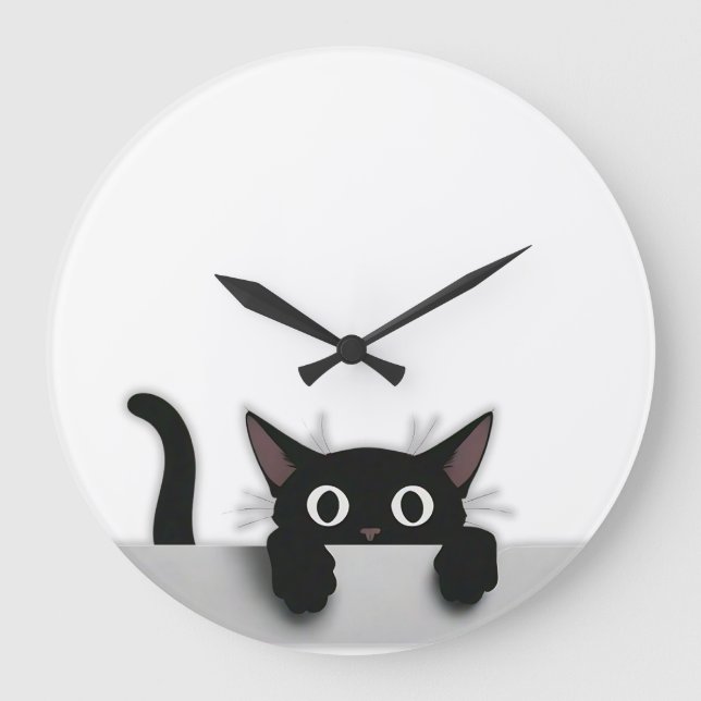 Black Cat Clock Stor Klocka (Framsida)