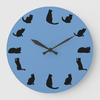 Black Cat Clock Stor Klocka