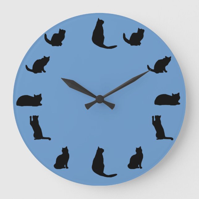 Black Cat Clock Stor Klocka (Framsida)