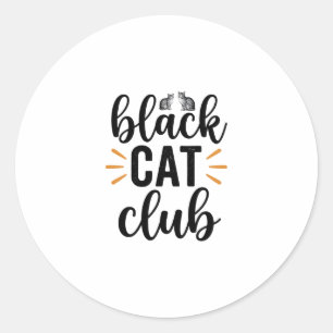 Black Cat Club Vintage Kattälskare Vektordesign_1 Runt Klistermärke