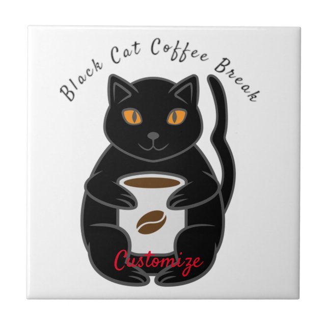 Black Cat Coffee Break Thunder_Cove Kakelplatta (Framsidan)