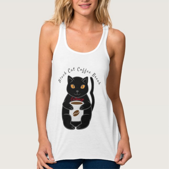 Black Cat Coffee Break Thunder_Cove Linne Med Racerback (Framsida)