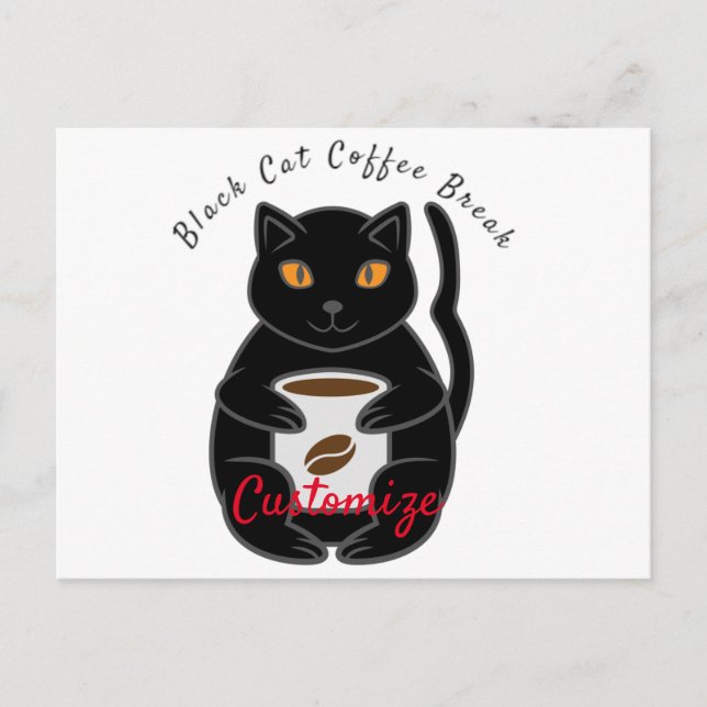 Black Cat Coffee Break Thunder_Cove Vykort (Framsida)