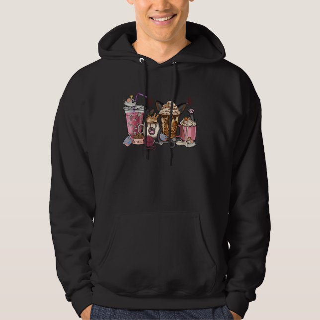 Black Cat Coffee Cups Leopard Western Coffee And C Hoodie (Framsida)