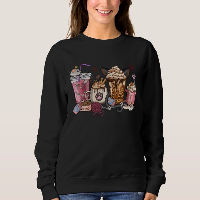 Black Cat Coffee Cups Leopard Western Coffee And C T Shirt (Framsida)