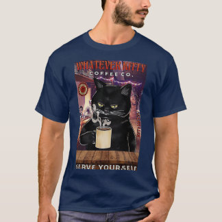 Black Cat Coffee Funny Cat citerar gåva T Shirt
