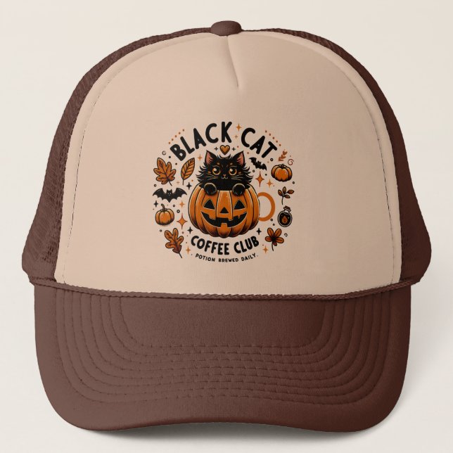 Black Cat Coffee Klubb Halloween Truckerkeps (Framsida)