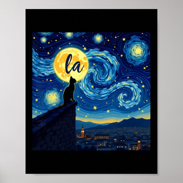 Black Cat Comma La Kamala Harris Halloween Starry Poster (Framsidan)
