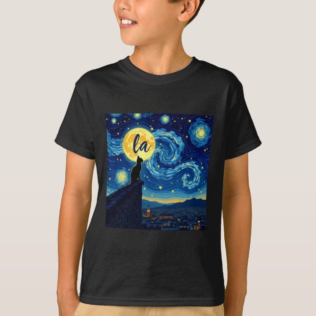 Black Cat Comma La Kamala Harris Halloween Starry T Shirt (Framsida)