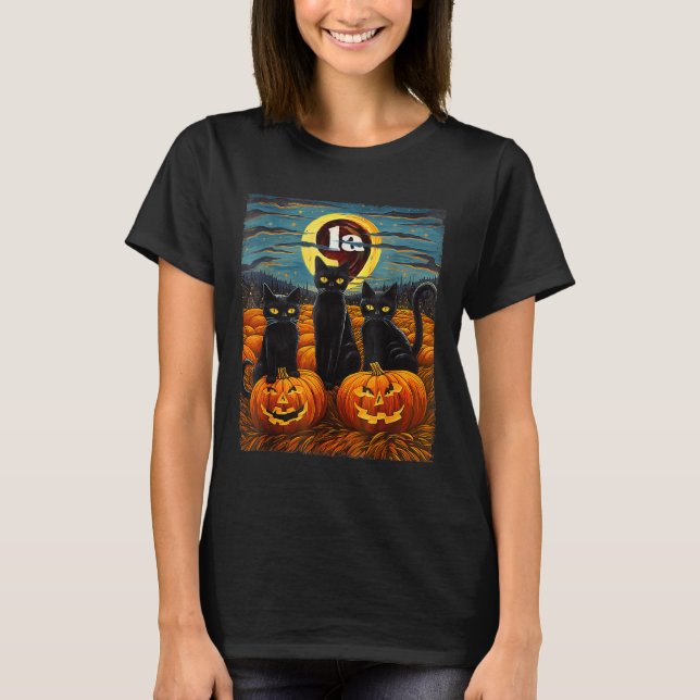 Black Cat Comma La Kamala Harris Tee Halloween Sta (Framsida)