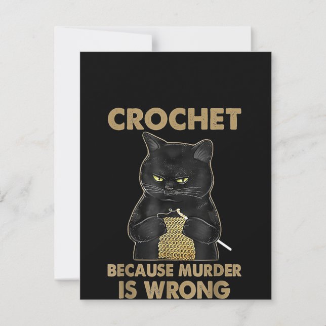 Black Cat Crochet för att mord är fel Tack Kort (Framsida)