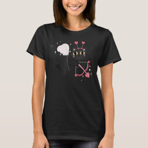 Black Cat Cupid for Valentine Day Kitten Heart T Shirt