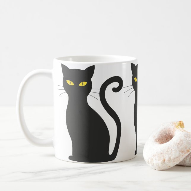 Black Cat Cute Kaffemugg (Med munk)
