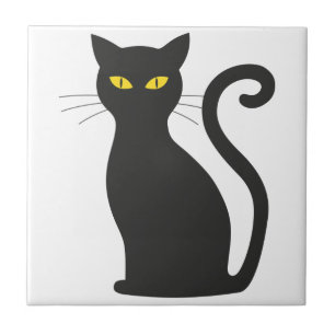 Black Cat Cute Kakelplatta