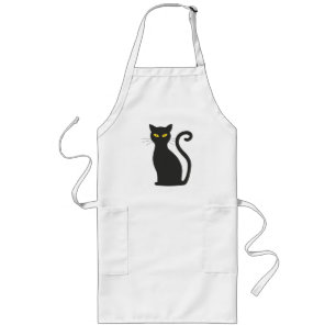 Black Cat Cute Långt Förkläde
