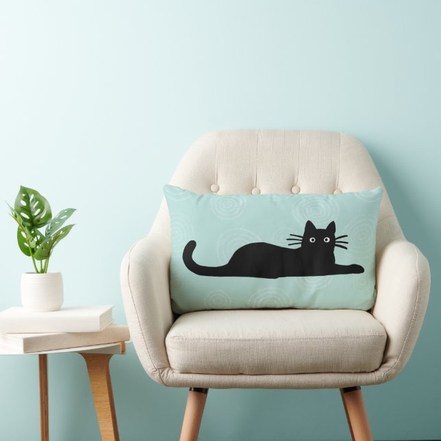 Black Cat Cute Pet Kattunge Älskare Lumbarkudde (Stol)