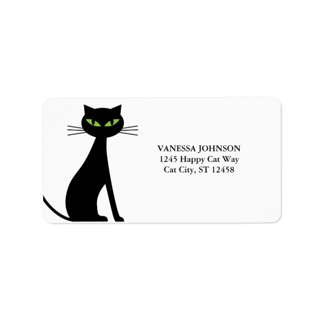 Black Cat Cute-Returetiketter Adressetikett (Framsidan)