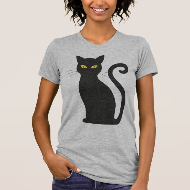 Black Cat Cute T Shirt (Framsida)