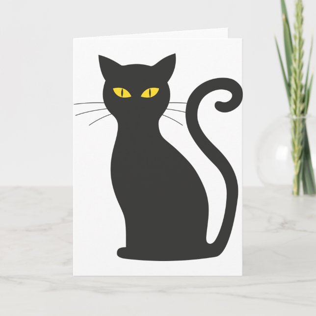 Black Cat Cute Tack Kort (Framsida)