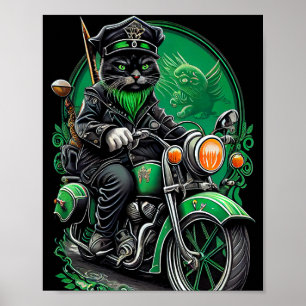 Black Cat-cykeln St. Patrick's Day Poster