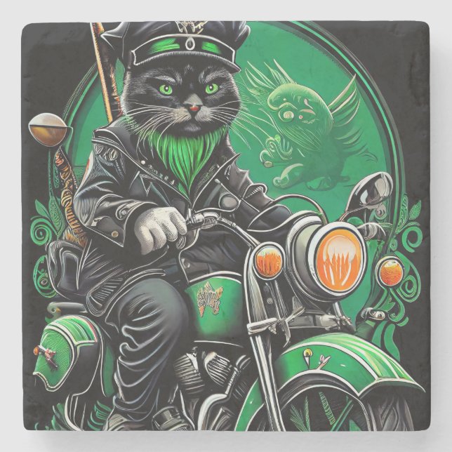 Black Cat-cykeln St. Patrick's Day Stenunderlägg (Framsidan)