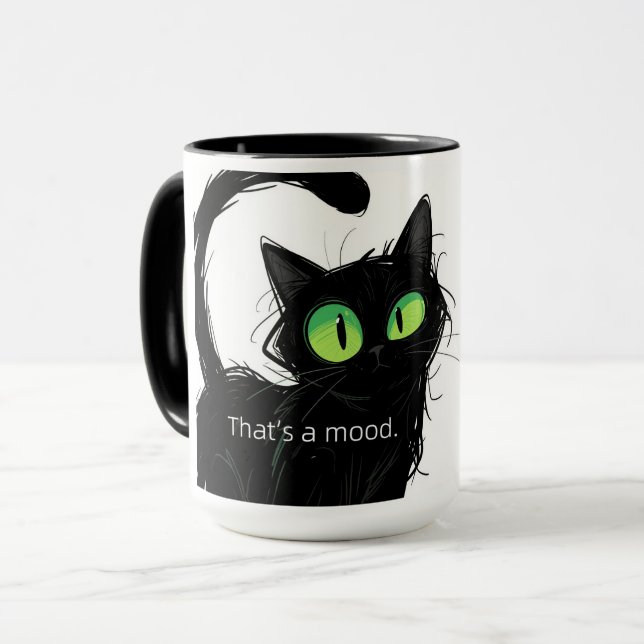 Black Cat "Det är en mood" keramisk Mugg (Framsida vänster)