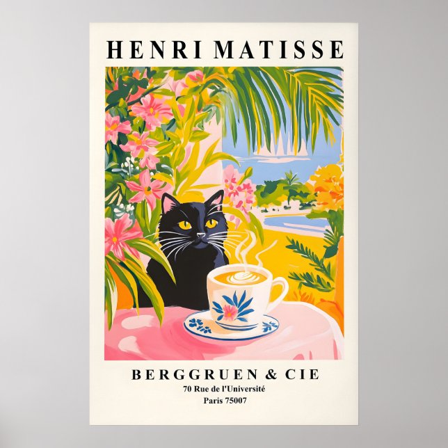 Black Cat Drinking Coffee Poster Henri Matisse (Framsidan)
