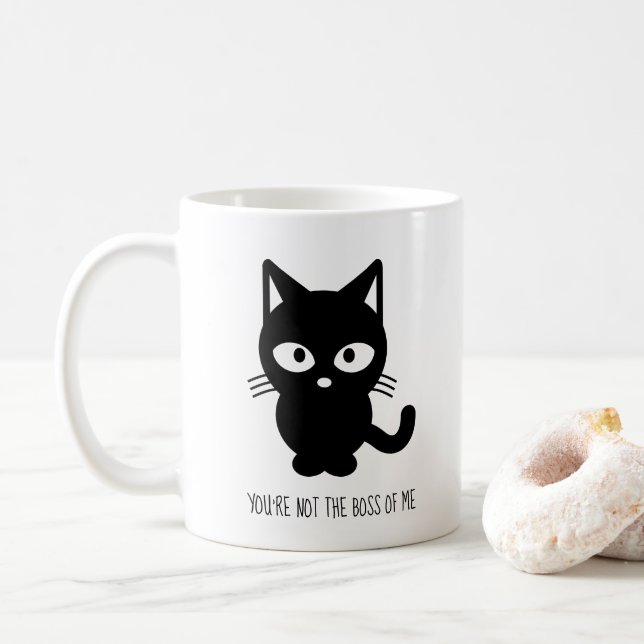 Black Cat | Du är inte Chef i mig Kaffemugg (Med munk)