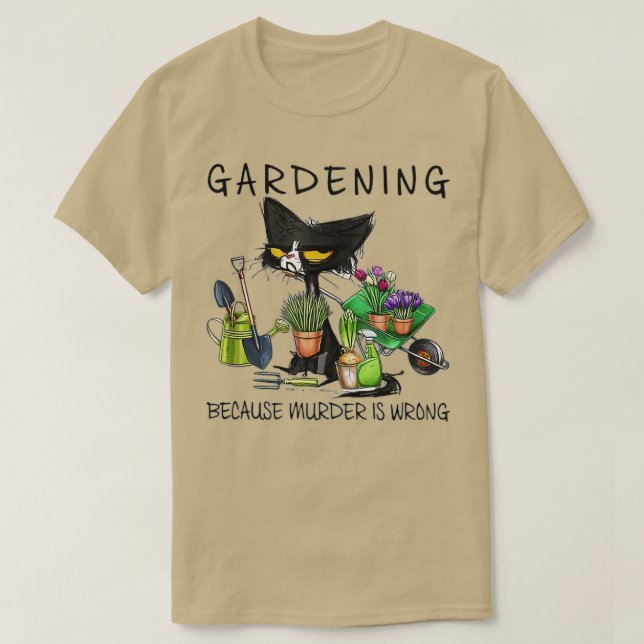 Black Cat  eftersom mord är fel Garden T Shirt (Design framsida)