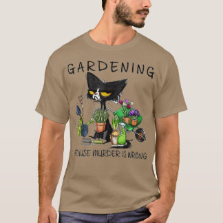 Black Cat eftersom mord är fel Garden T Shirt
