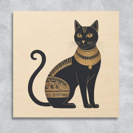 Black Cat Egyptian Inspired Elegant Kattdjur Trätavla