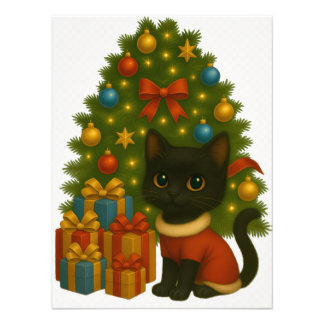 “Black Cat Emi and the Christmas Tree” Fototryck