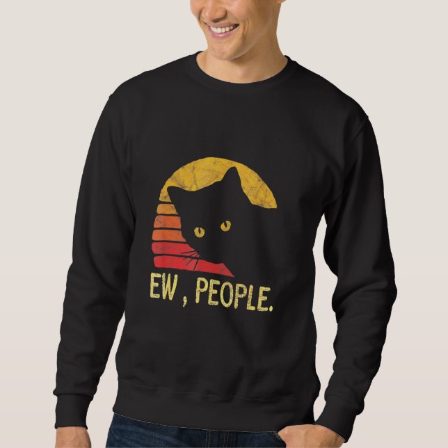 Black Cat Ew-personer för familjen Lång Ärmad Tröja (Framsida)