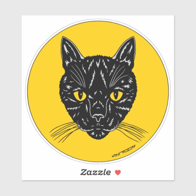 Black Cat Face Klistermärken (Ark)