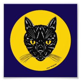 Black Cat Face Photo Print Fototryck