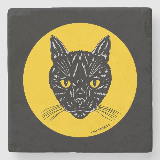 Black Cat Face Stenunderlägg (Framsidan)