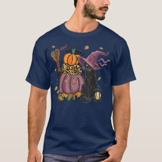 Black Cat Fall, Black Cat Pumpkin Autumn Hallowee T Shirt