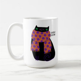 Black Cat Fall Season Halloween Spooky Cute Kaffemugg