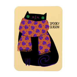 Black Cat Fall Season Halloween Spooky Cute Magnet