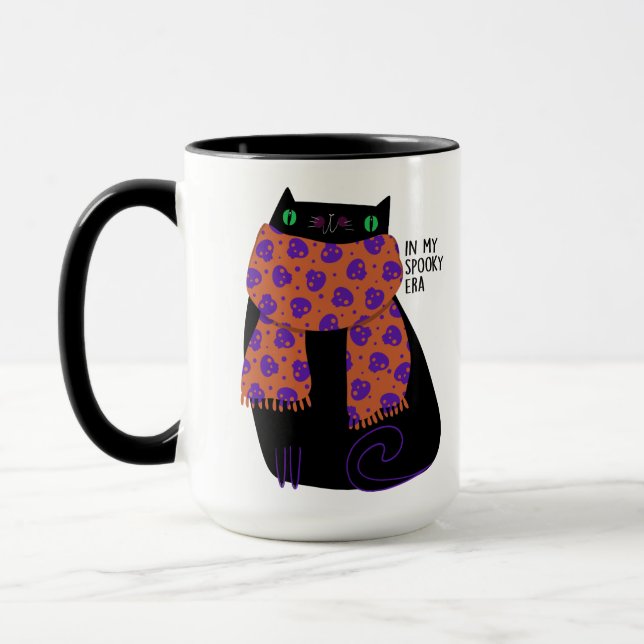 Black Cat Fall Season Halloween Spooky Cute Mugg (Vänster)