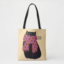 Black Cat Fall Season Halloween Spooky Cute Tygkasse