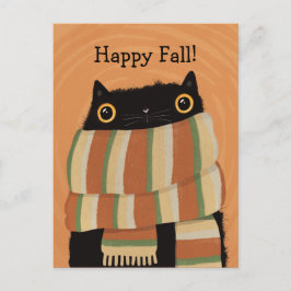 Black Cat Fall Season Happy halloween Vykort