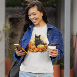 Black Cat Fall T Shirt