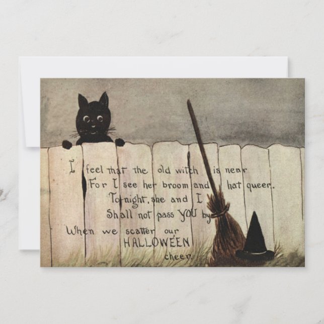 Black Cat Fence Witch's Broom Hat (Framsida)