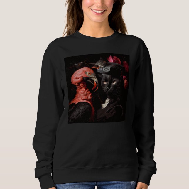 Black Cat Flamingo War T Shirt (Framsida)