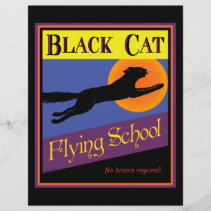 Black Cat Flies School Halloween Flyer