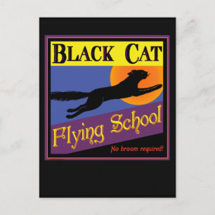 Black Cat Flies School Halloween-hälsningskort Vykort