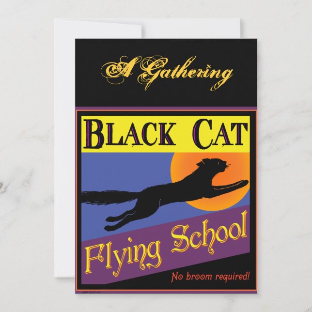 Black Cat Flies School Halloween-inbjudningar Inbjudningar (Framsida)